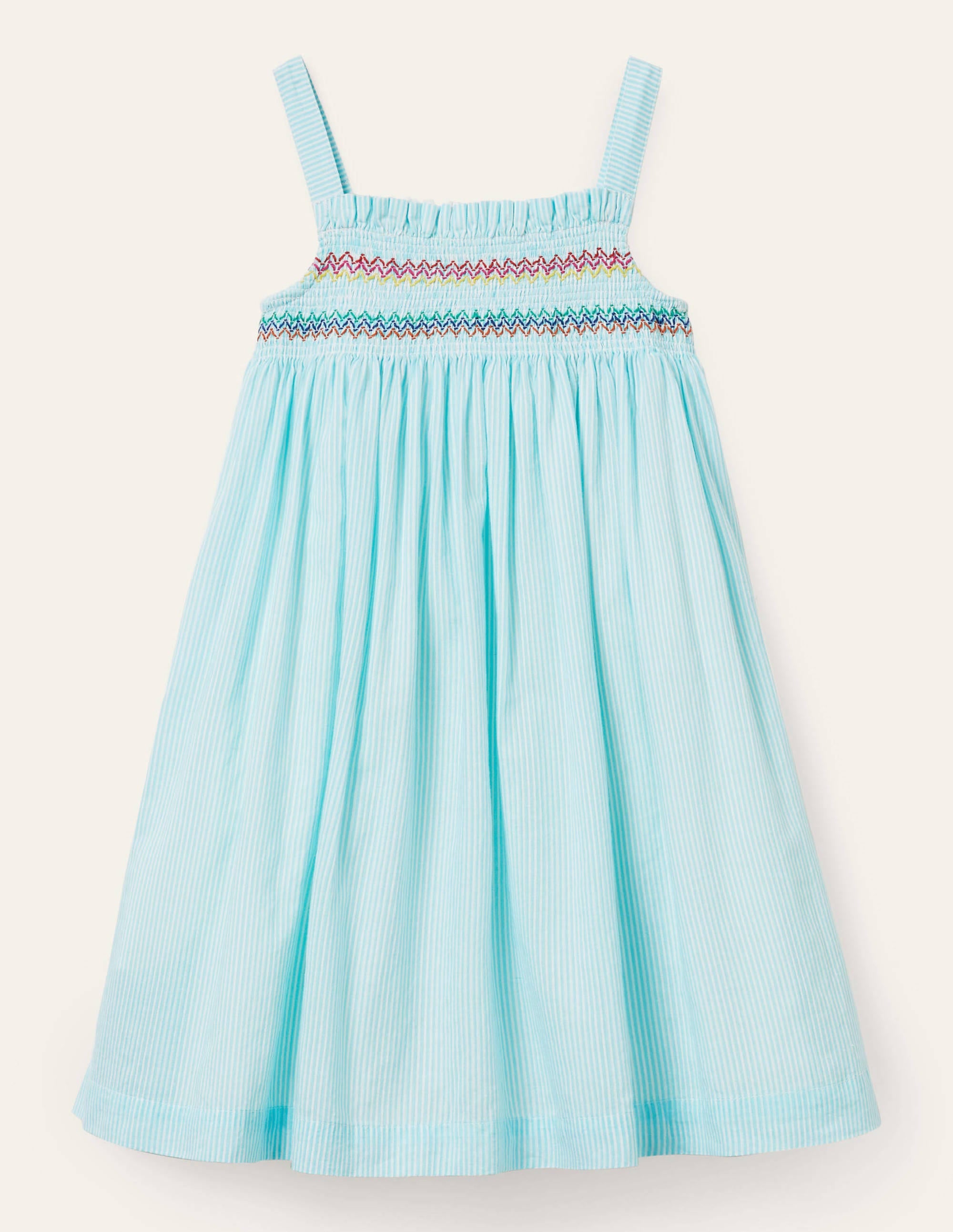 Fun Appliqué Sun Dress-Aqua Blue Ticking Parrot - Image 2