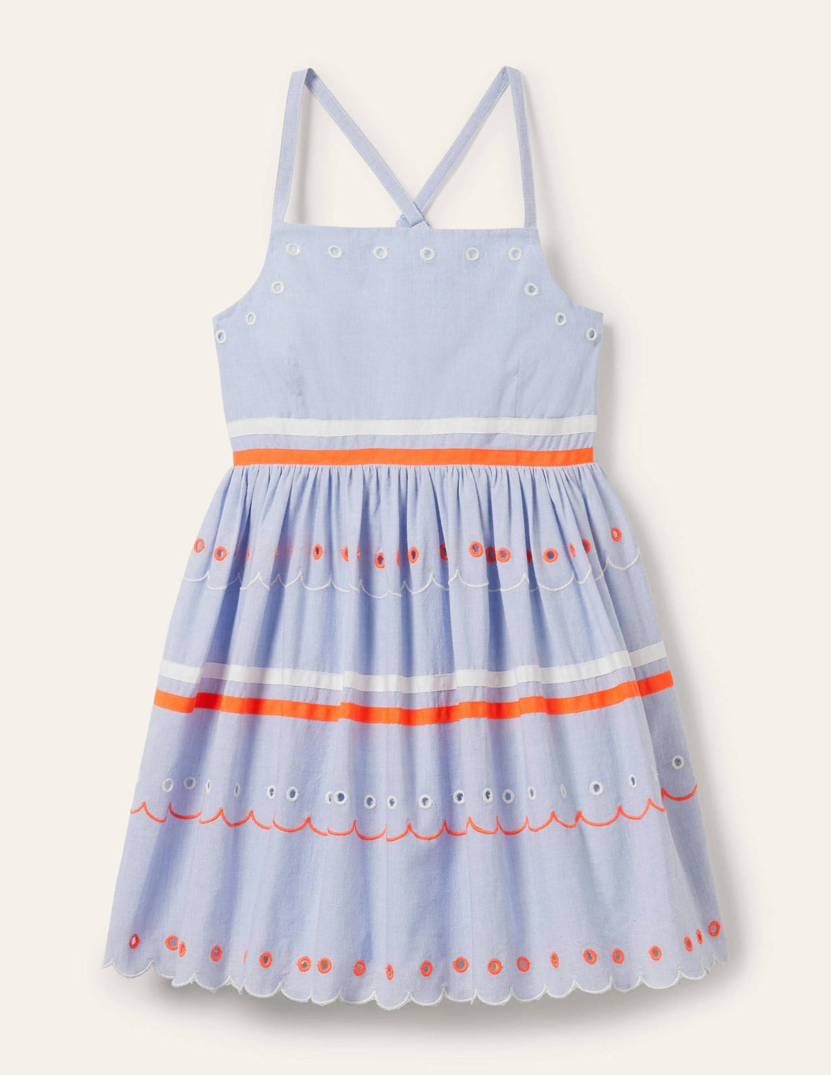 Multi Trim Detail Dress-Chambray - Image 1