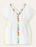 Fruit Embroidered Kaftan-White