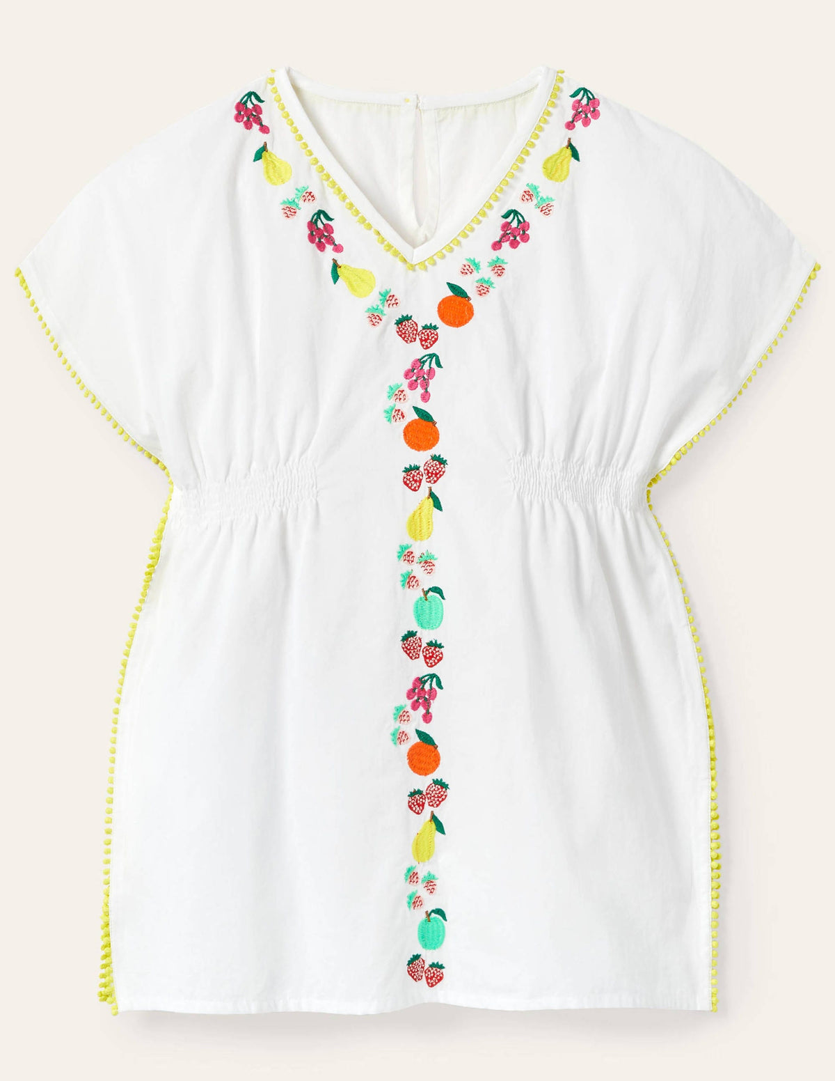 Fruit Embroidered Kaftan-White - Image 1