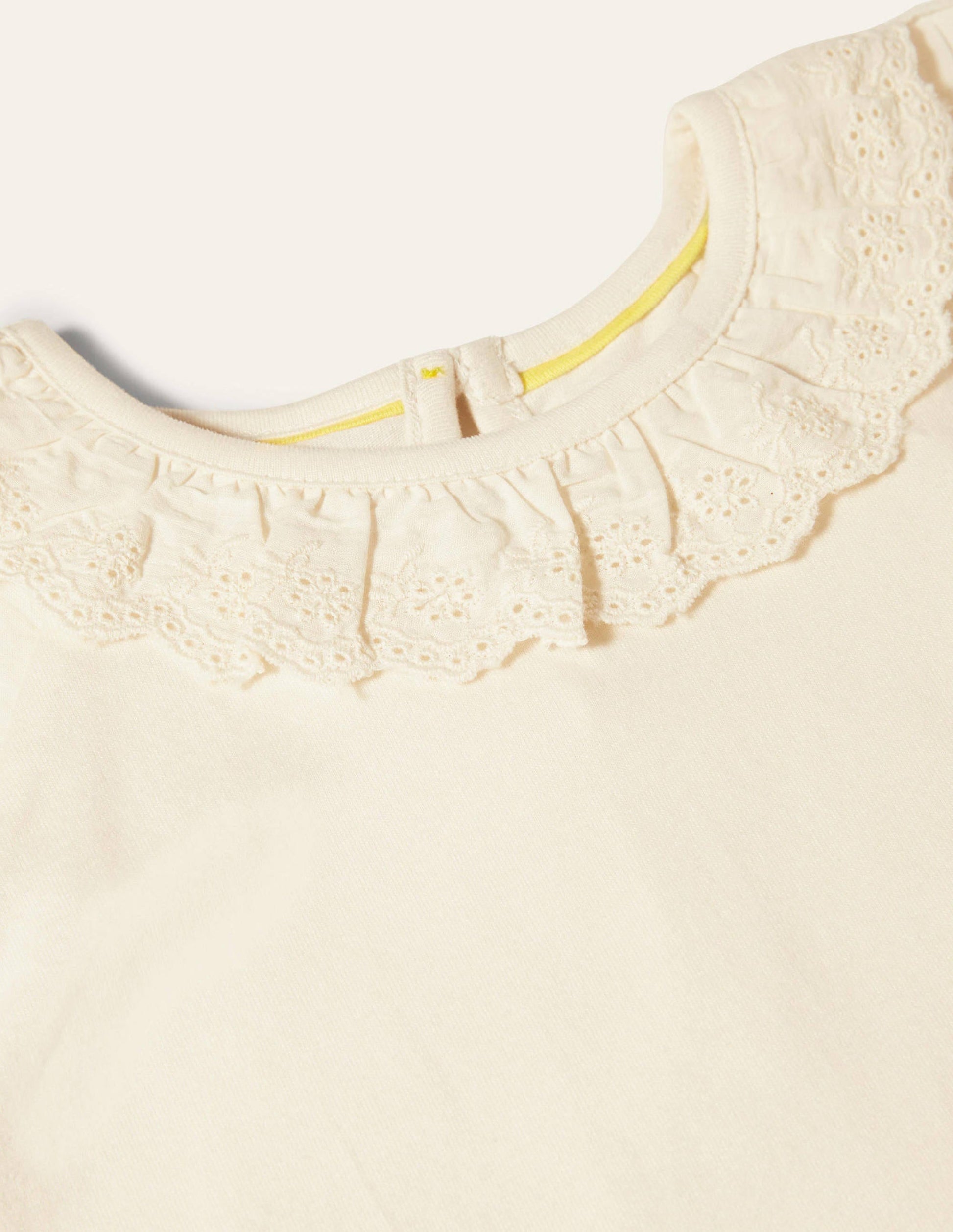 Broderie Detail Jersey Top-Ivory-3