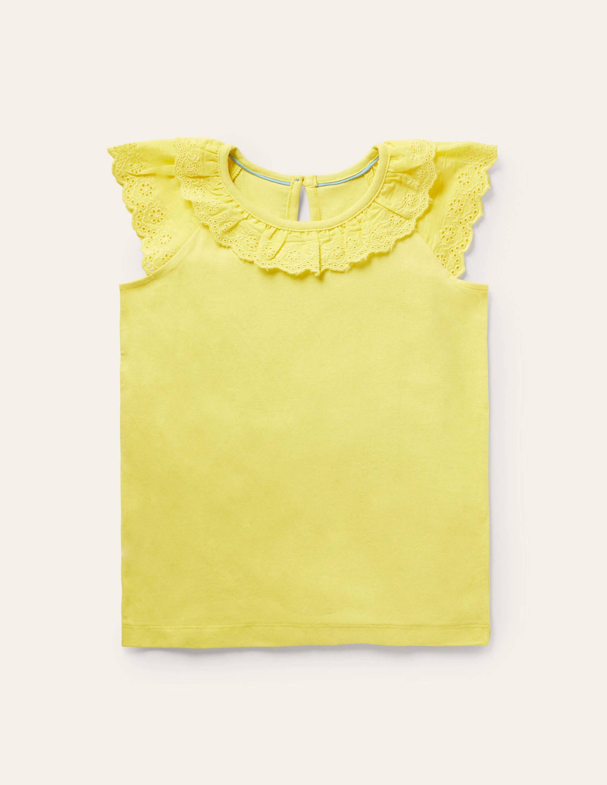 Broderie Detail Jersey Top-Sweetcorn Yellow-1