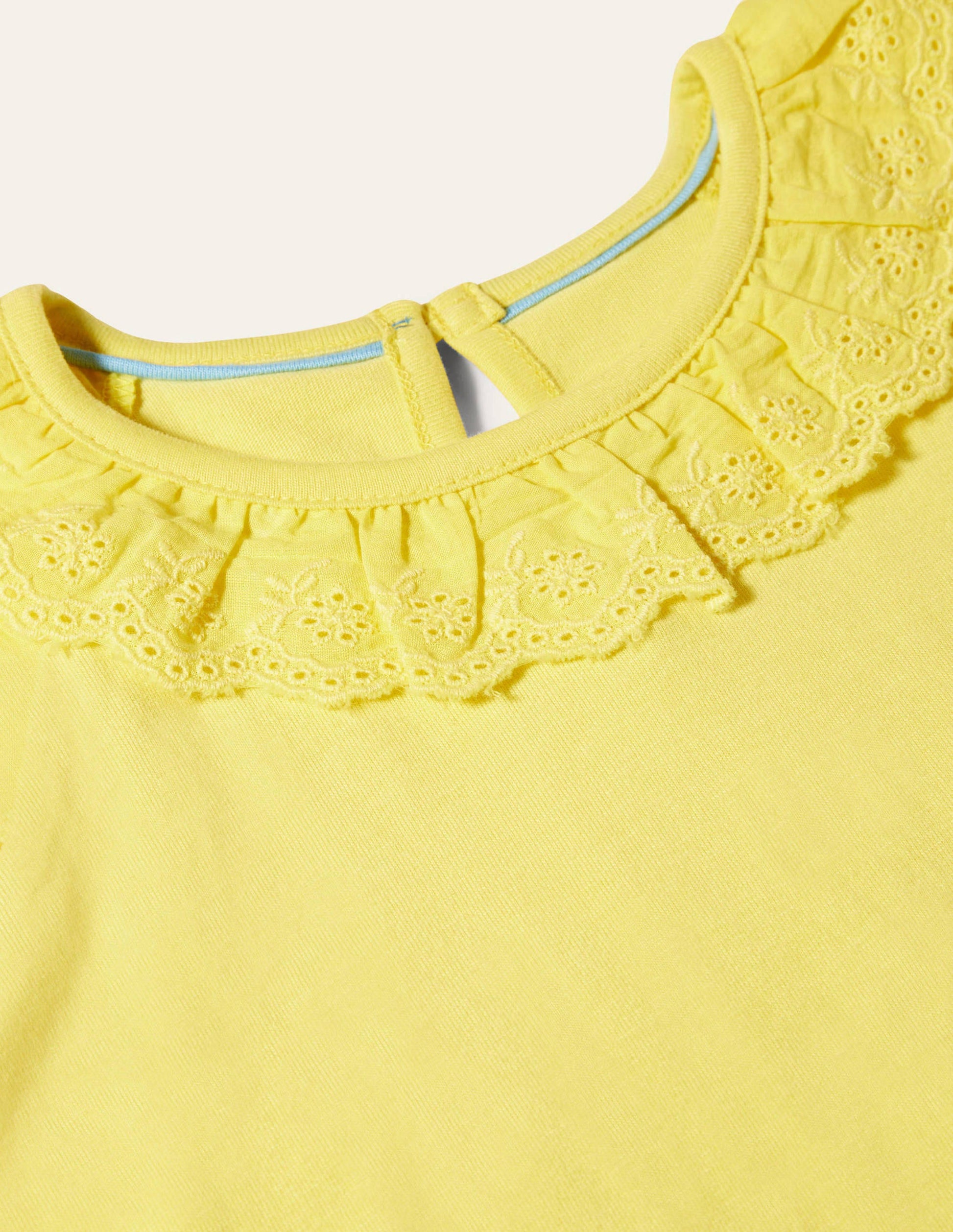 Broderie Detail Jersey Top-Sweetcorn Yellow-3