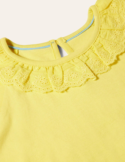 Broderie Detail Jersey Top-Sweetcorn Yellow-3