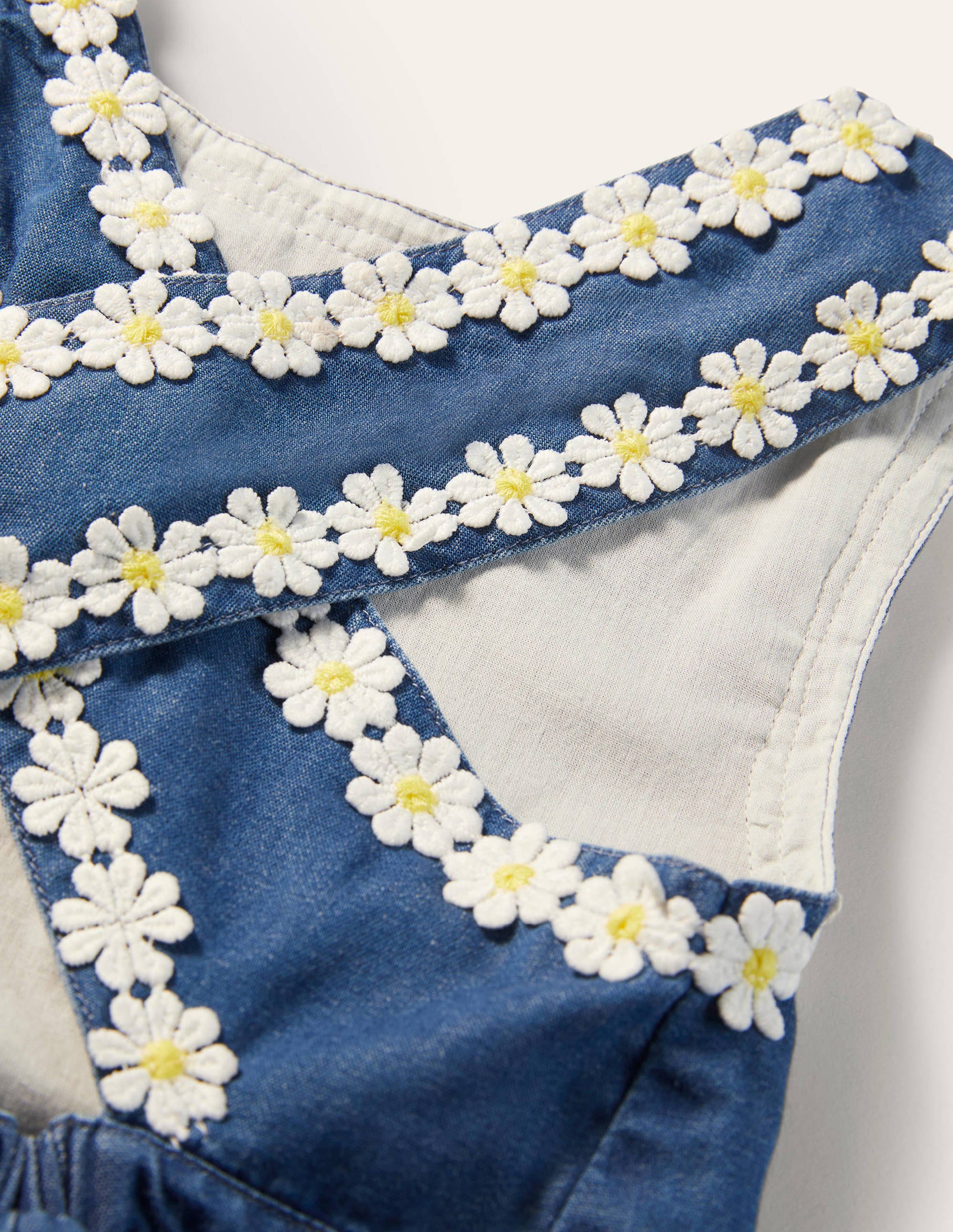 Cross-back Woven Top-Chambray Daisy Chain - Image 3