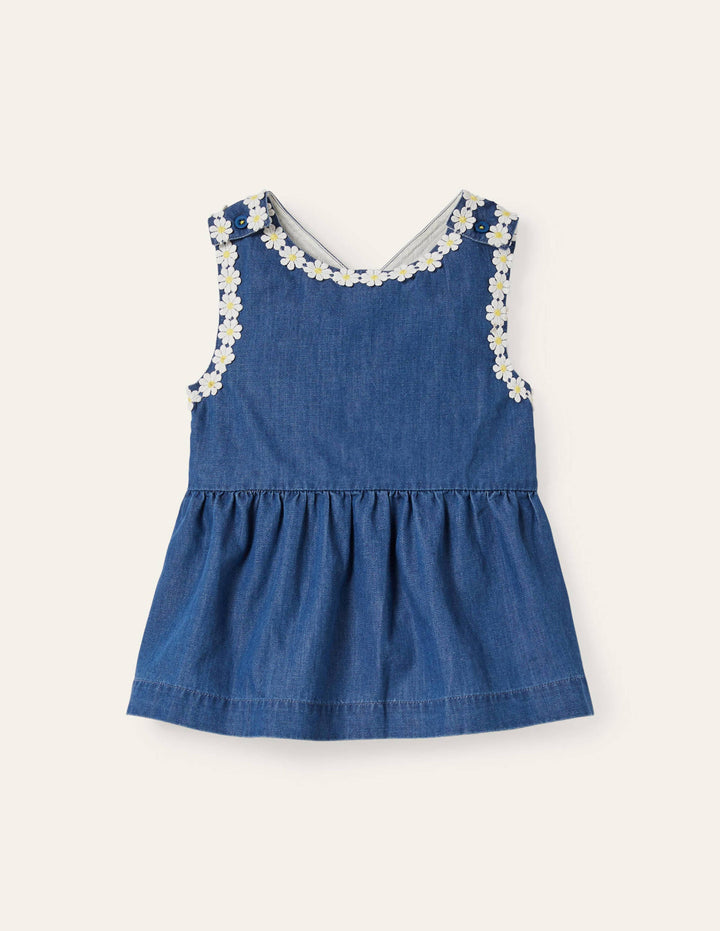 Cross-back Woven Top-Chambray Daisy Chain