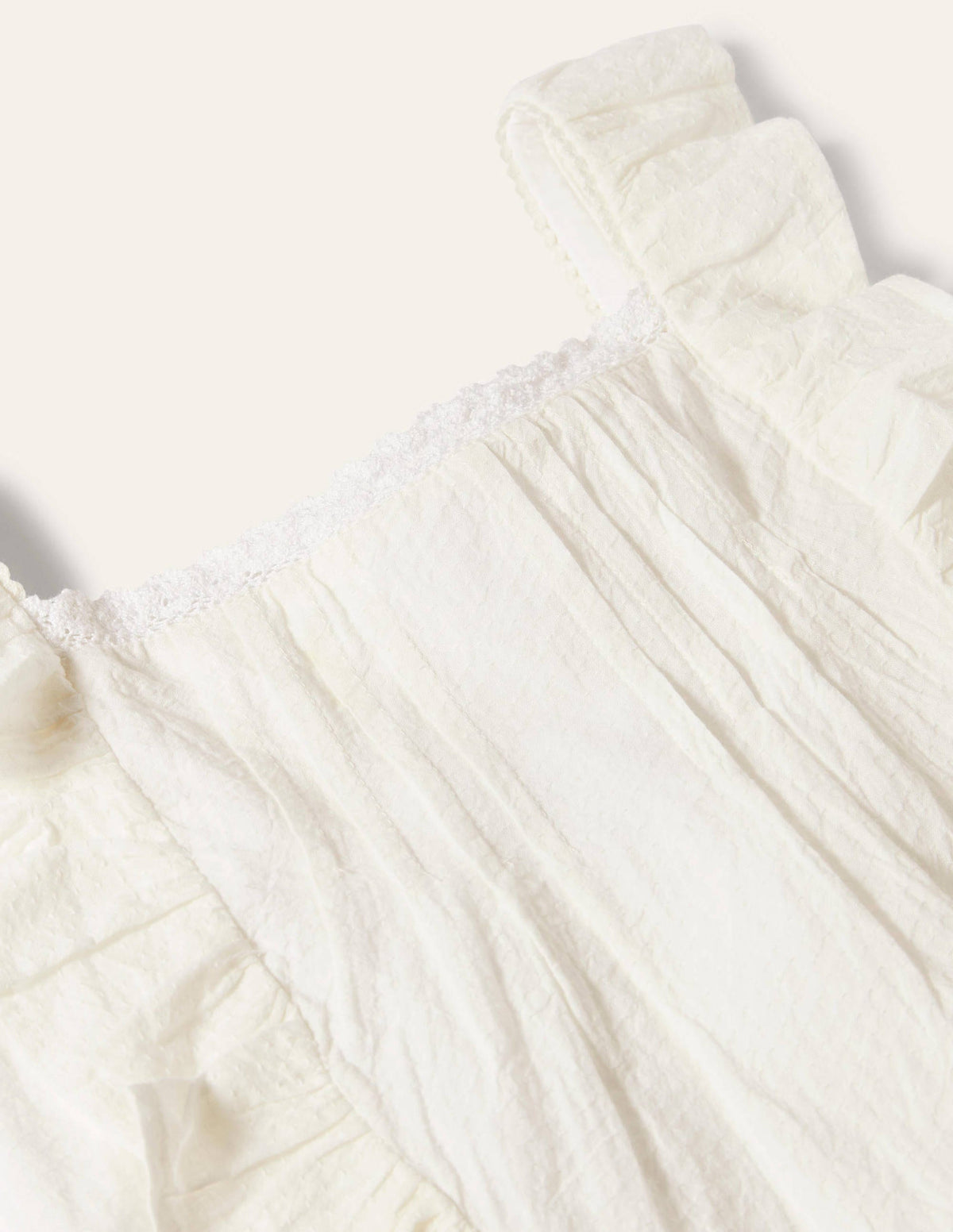 Lace Frill Woven Top-Ivory - Image 3