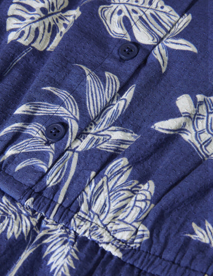 Button-through Woven Playsuit-Starboard Blue Botanical-3