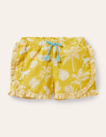 Hotchpotch Frill Shorts-Sweetcorn Yellow Botanical