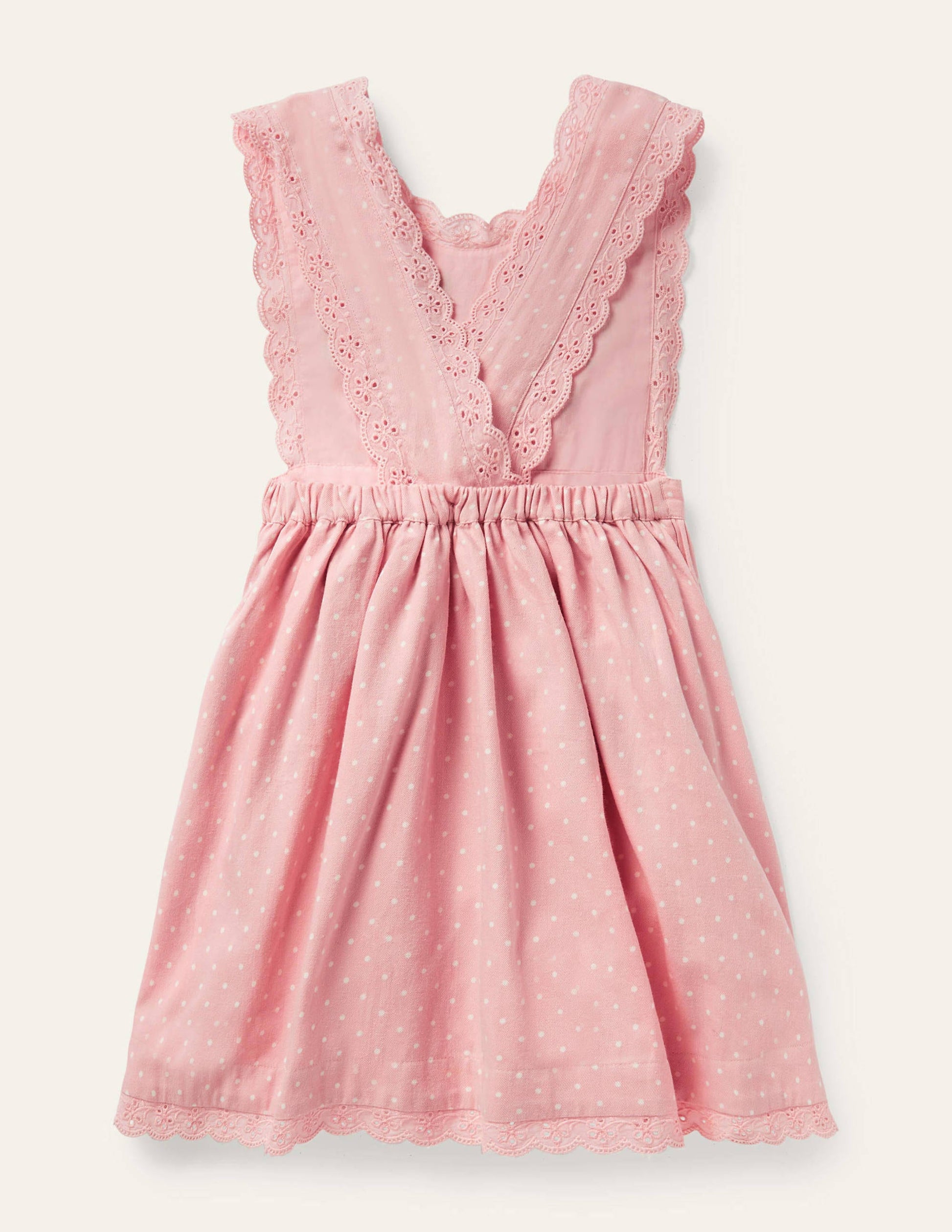 Embroidered Pinafore Dress-Boto Pink Pin Spot-2