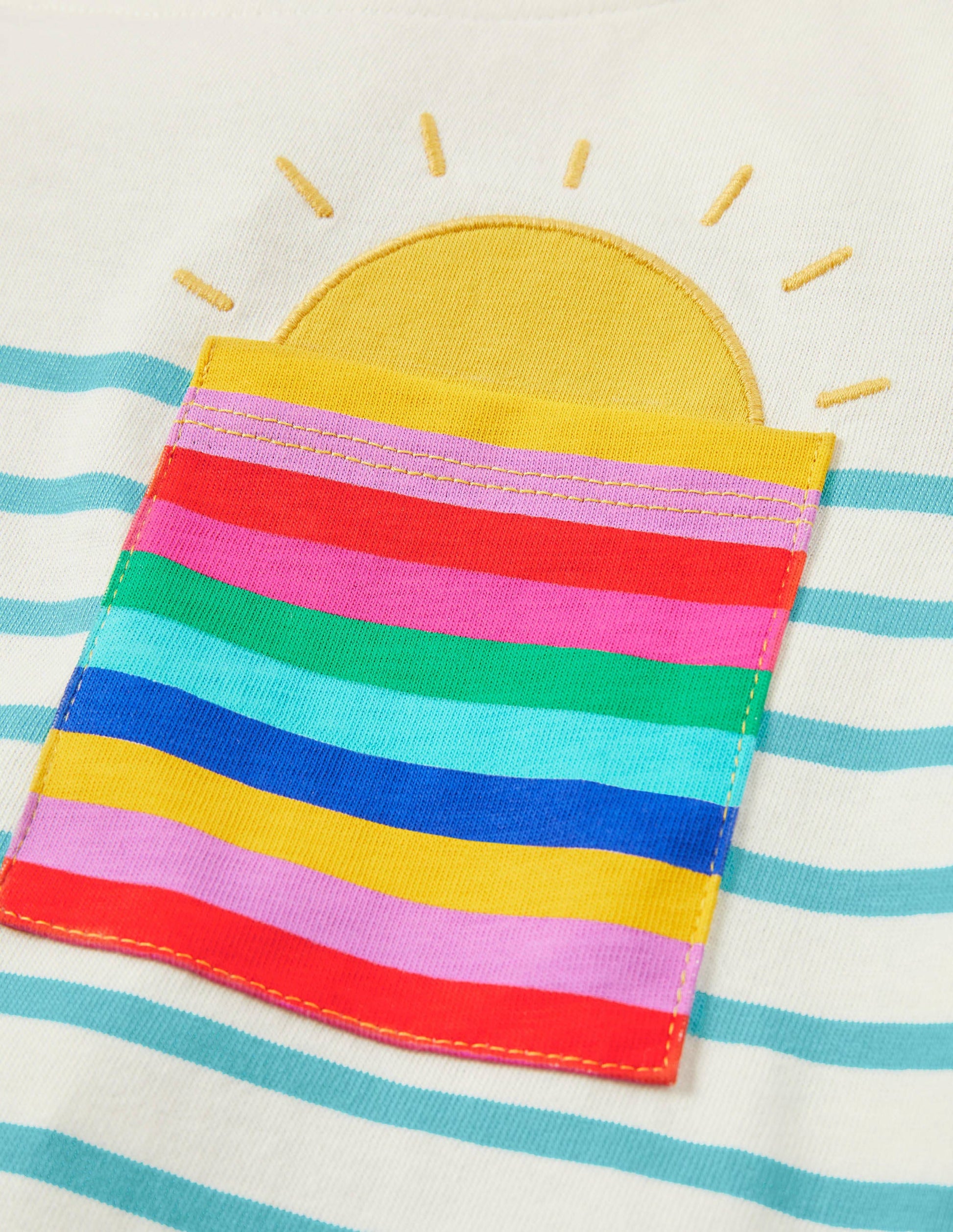 Short-sleeved Breton-Ivory/Blue Rainbow Pocket-3