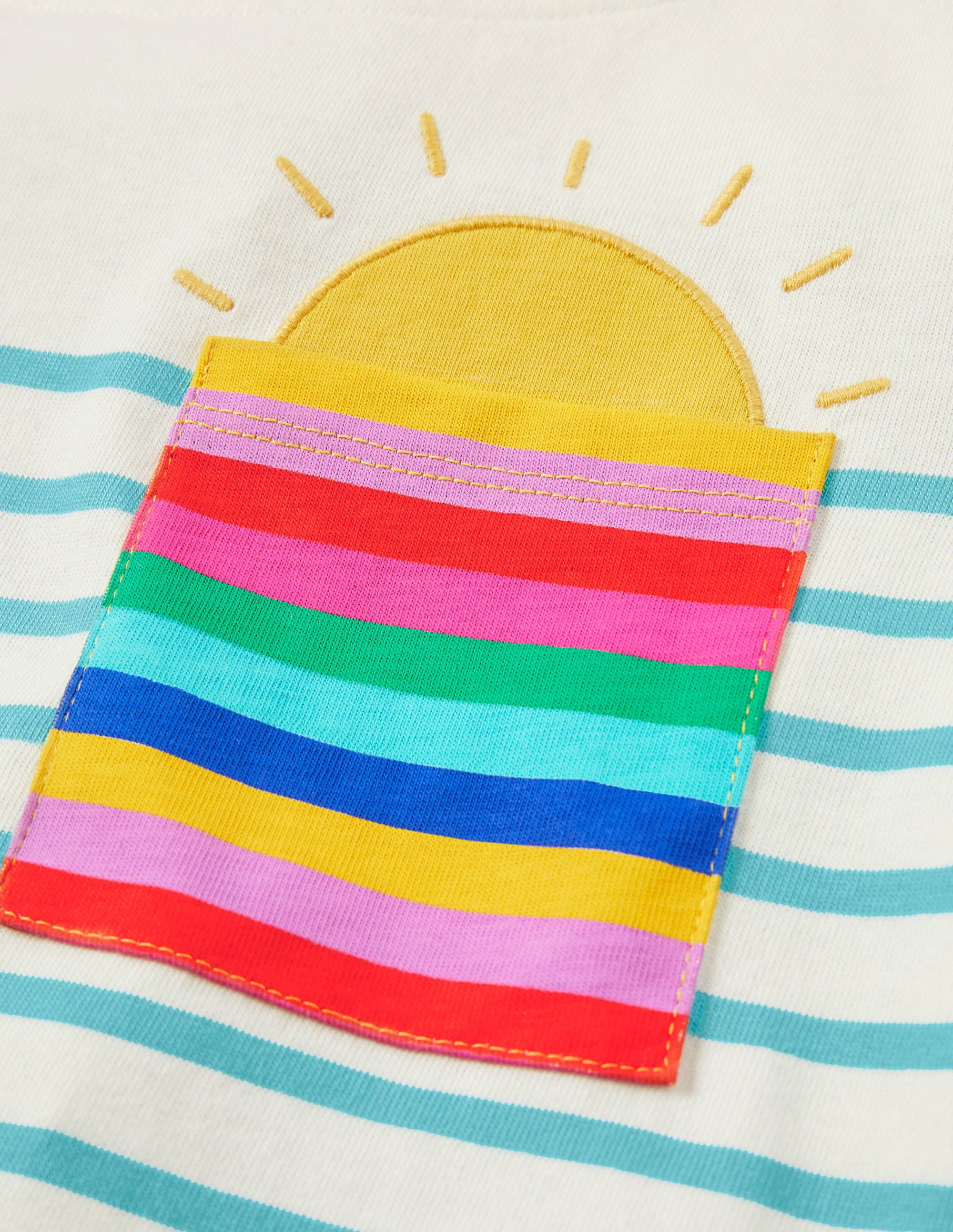 Short-sleeved Breton-Ivory/Blue Rainbow Pocket - Image 3