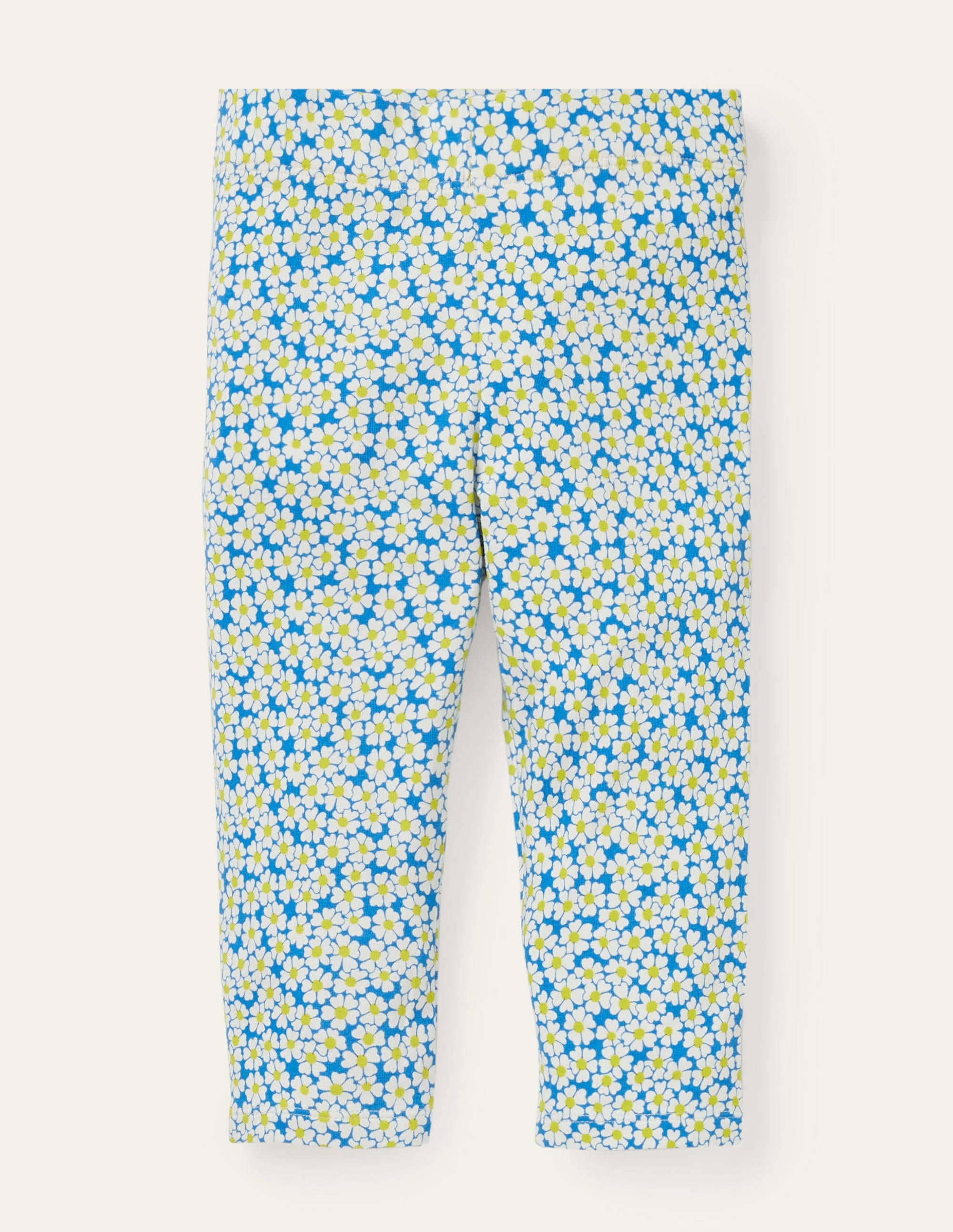 Fun Cropped Leggings-Moroccan Blue Daisybed - Image 1