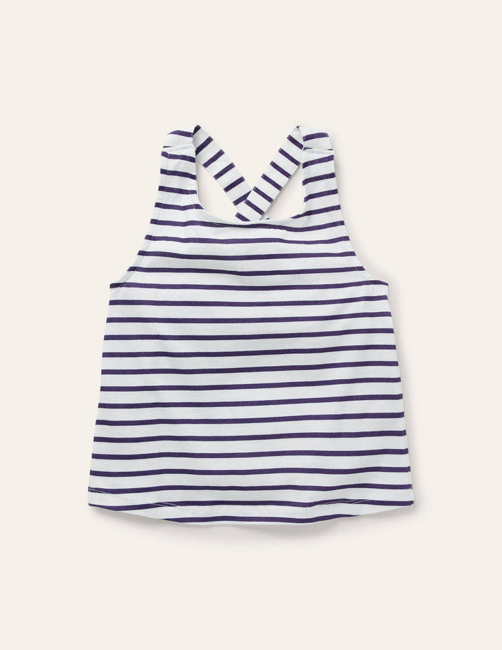 Cross-Back Vest-White/Indigo Navy