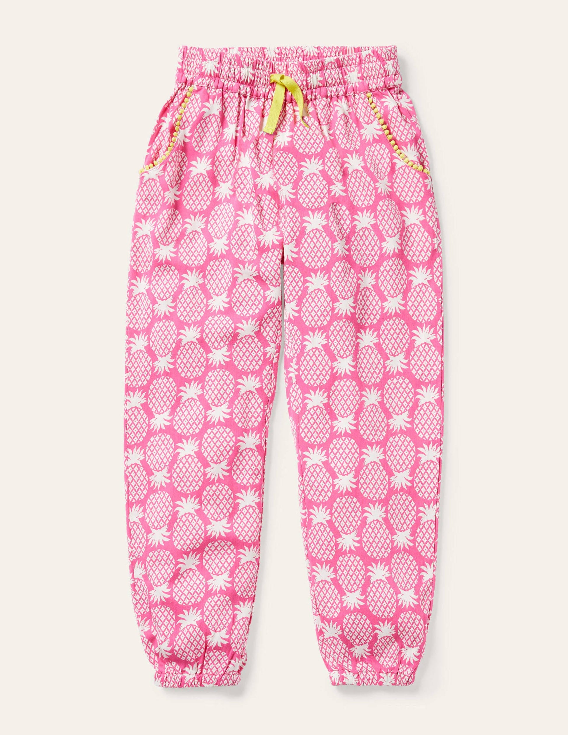 Relaxed Woven Printed Trousers-Party Pink Pineapple Geo-1