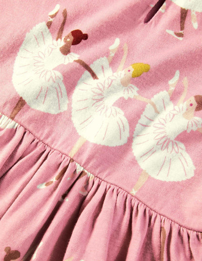 Jersey Collar Printed Dress-Formica Pink Ballerinas-3