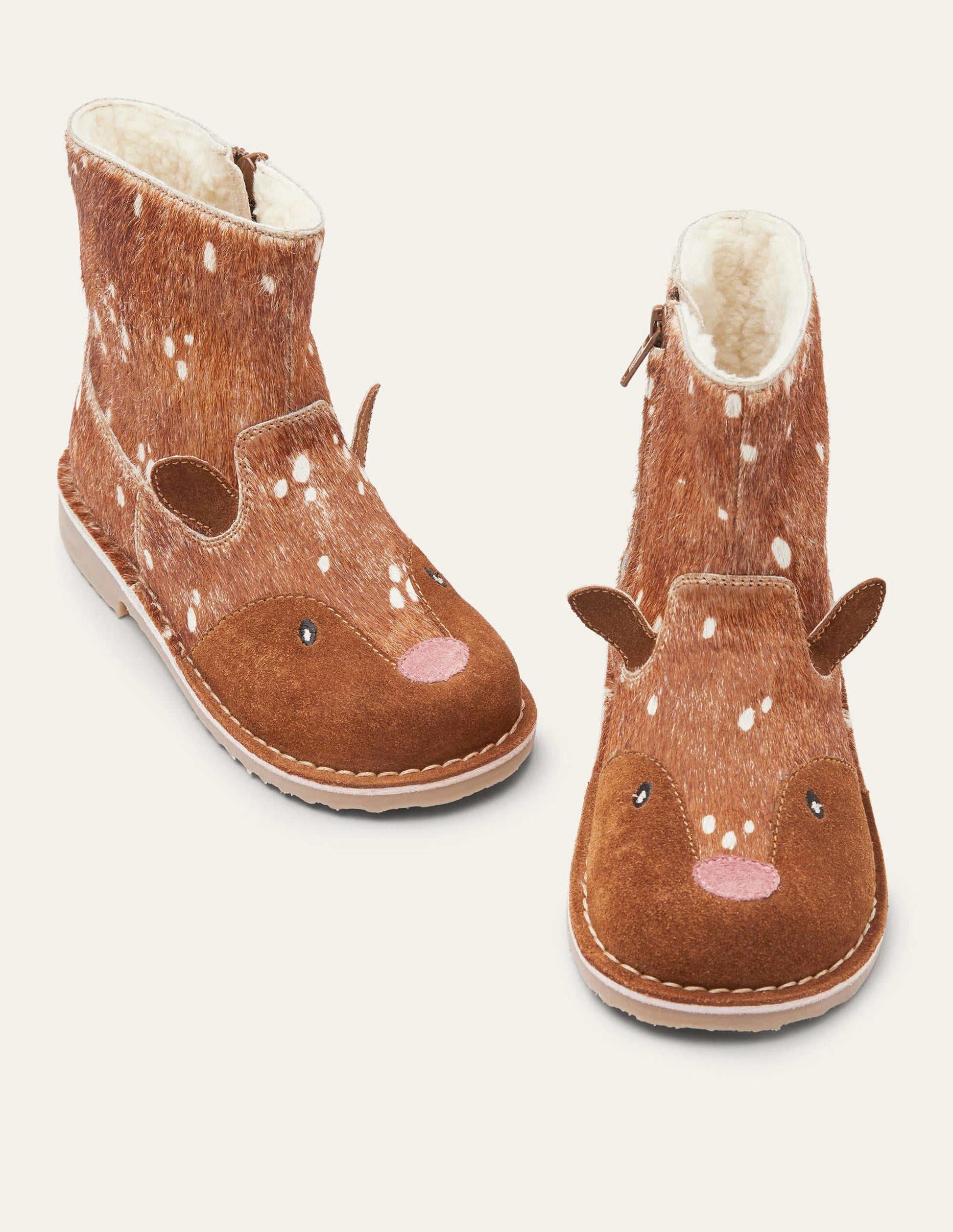 Cosy Short Leather Boots-Deer Hair on Hide-1