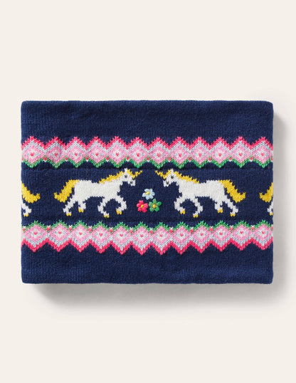 Cosy Fair Isle Snood-College Navy Unicorns-1