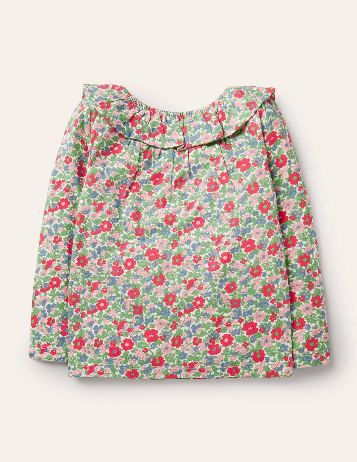 Ruffle Neck Jersey Top-Multi Vintage Bloom Floral - Image 2