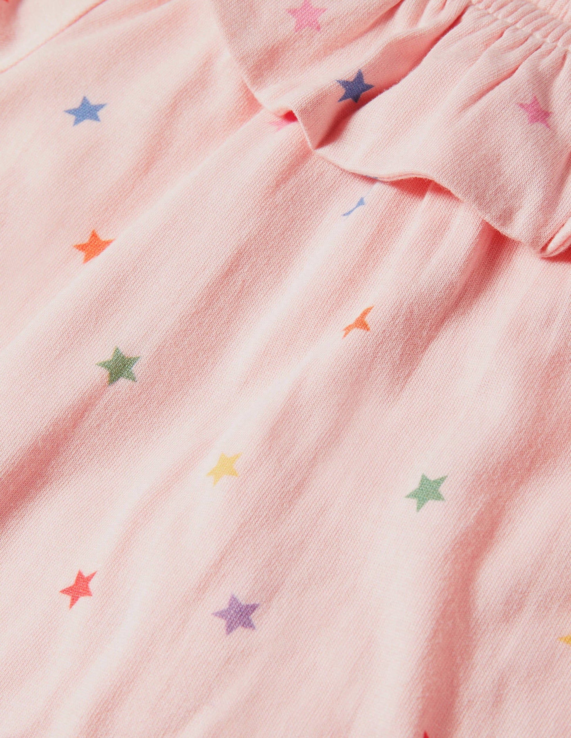 Ruffle Neck Jersey Top-Provence Pink Multi Stars-3