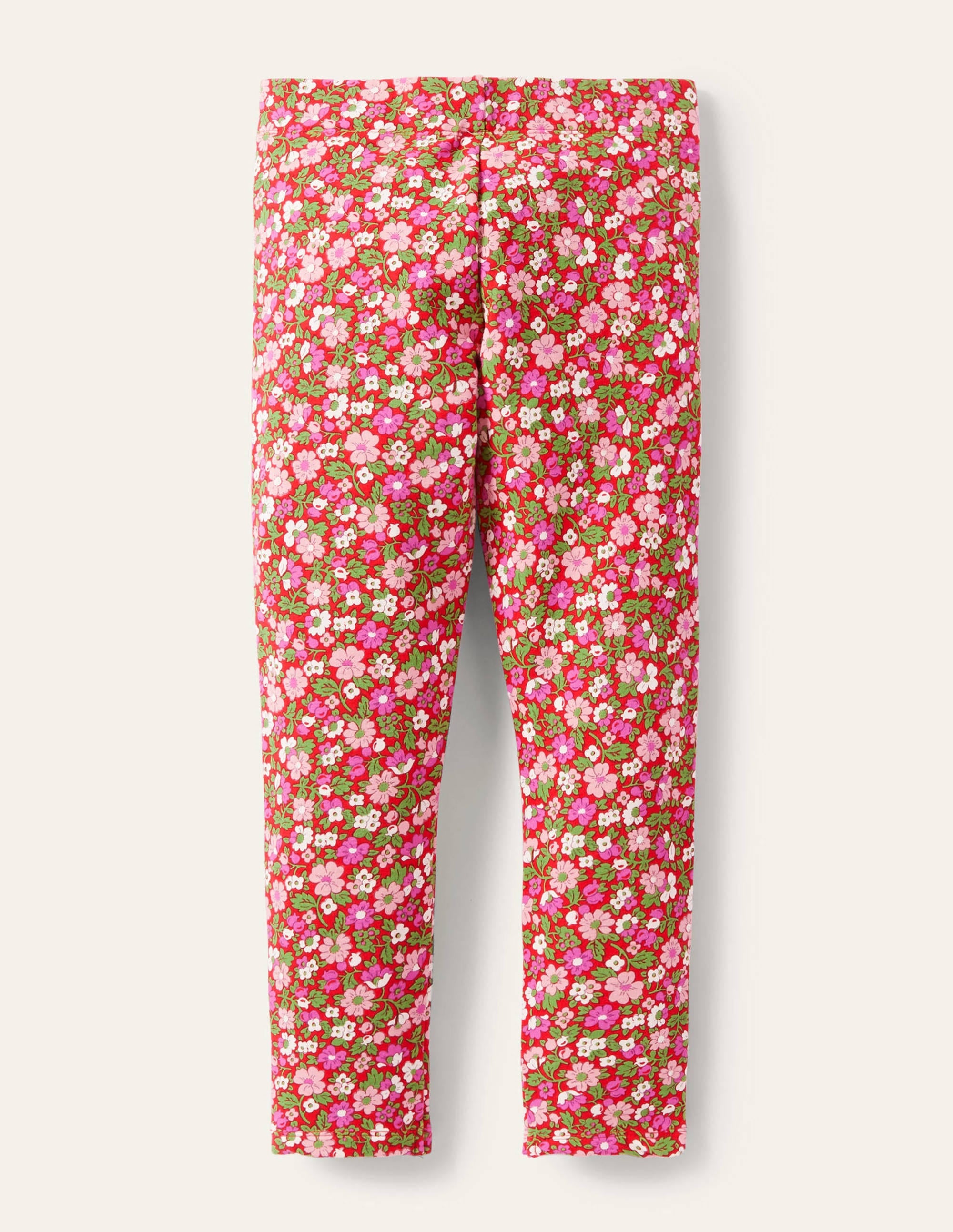 Fun Cosy Leggings-Rockabilly Red Vintage Floral - Image 2