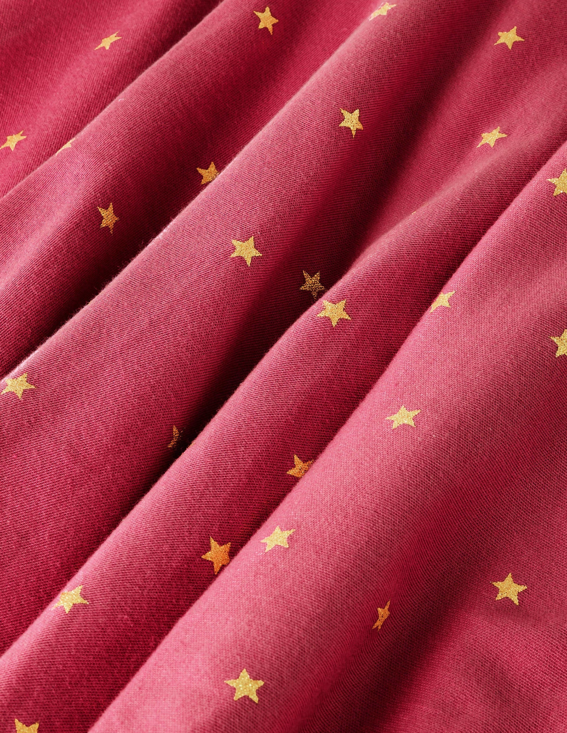Foil Star Twirly Dress-Pink and Gold Foil Stars-3