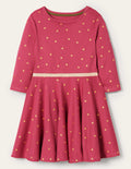 Foil Star Twirly Dress-Pink and Gold Foil Stars