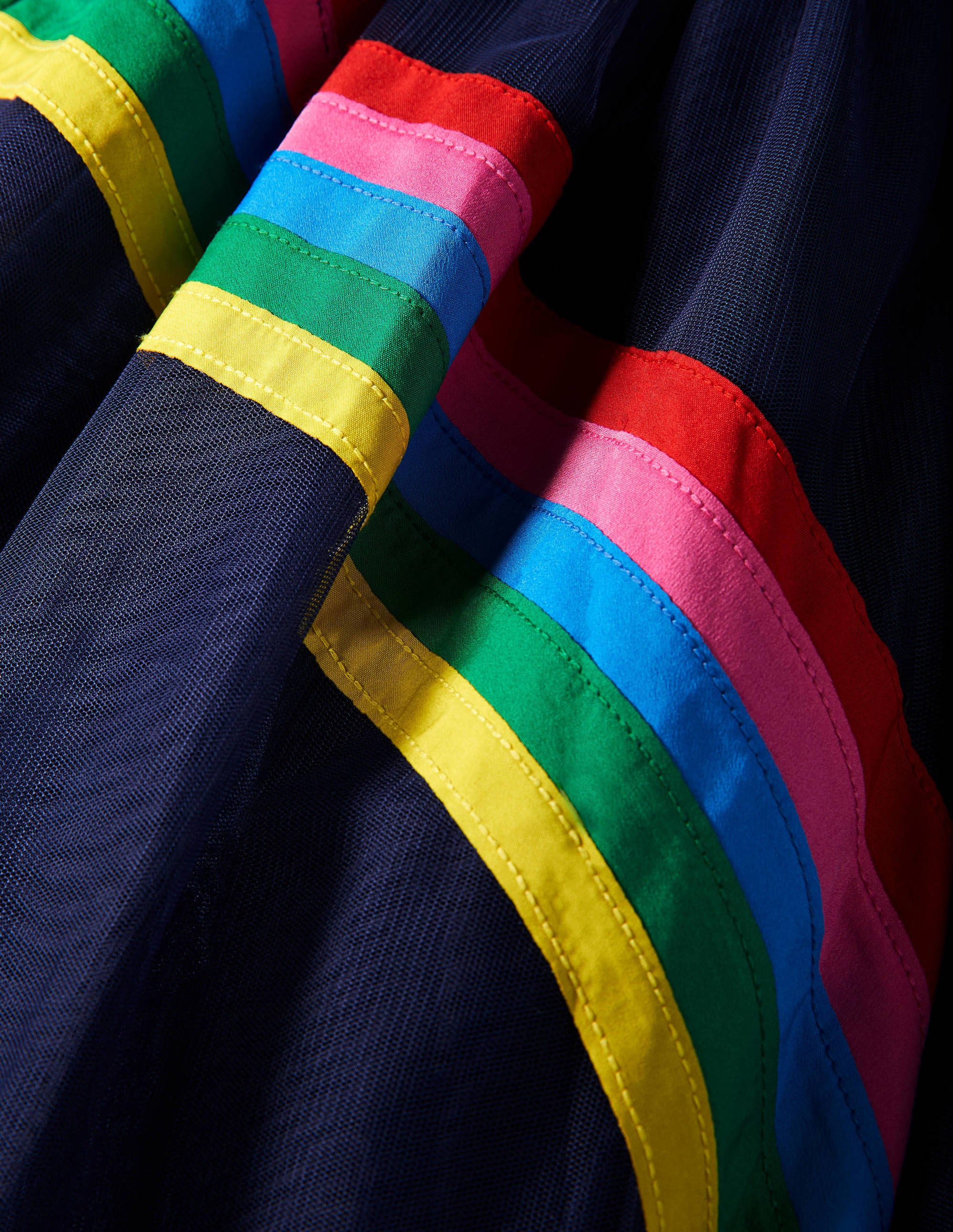 Velvet Bodice Tulle Dress-College Navy Rainbow - Image 3