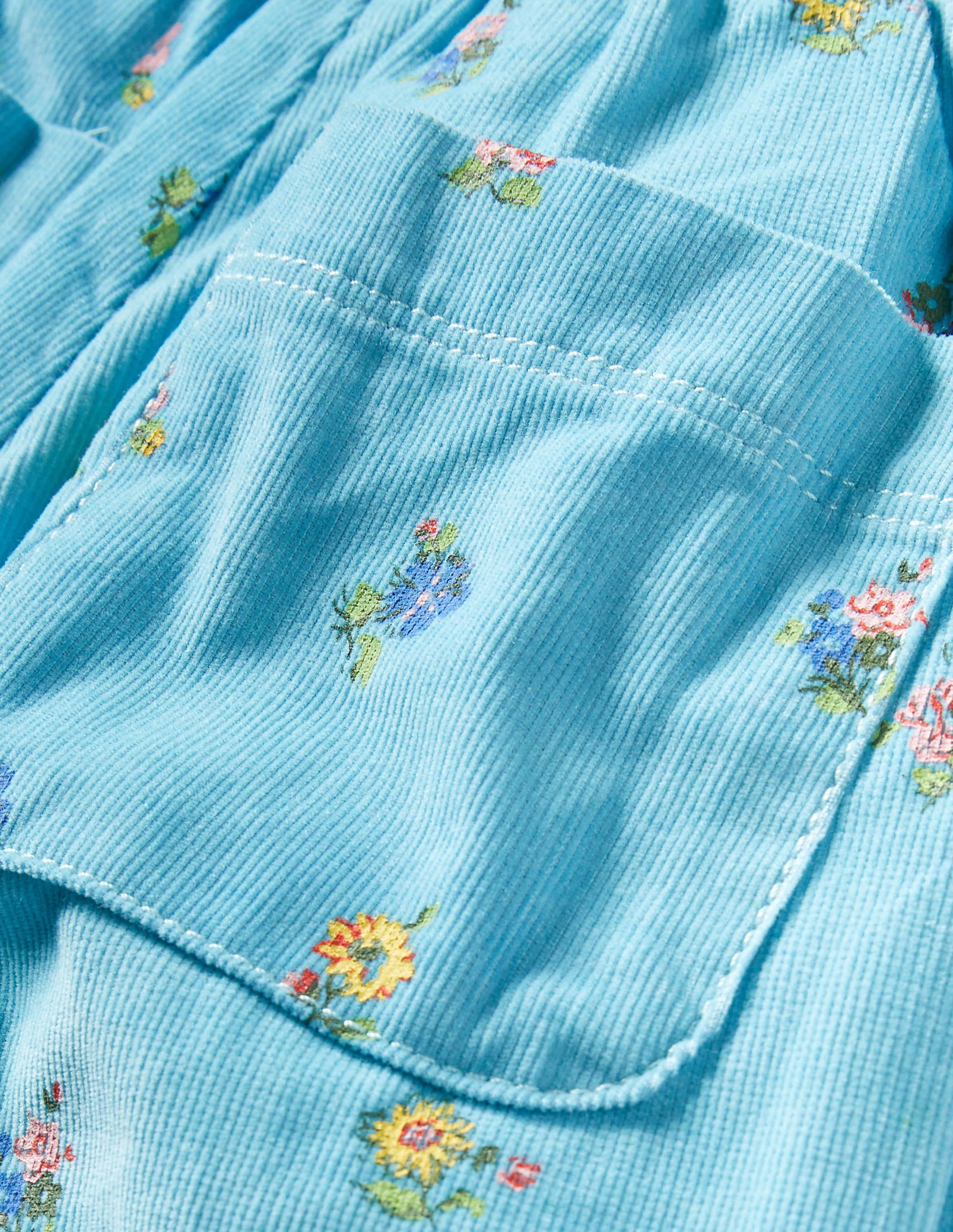 Lined Pull-on Cord Trousers-Frost Blue Patchwork Floral - Image 3