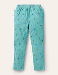 Lined Pull-on Cord Trousers-Frost Blue Patchwork Floral