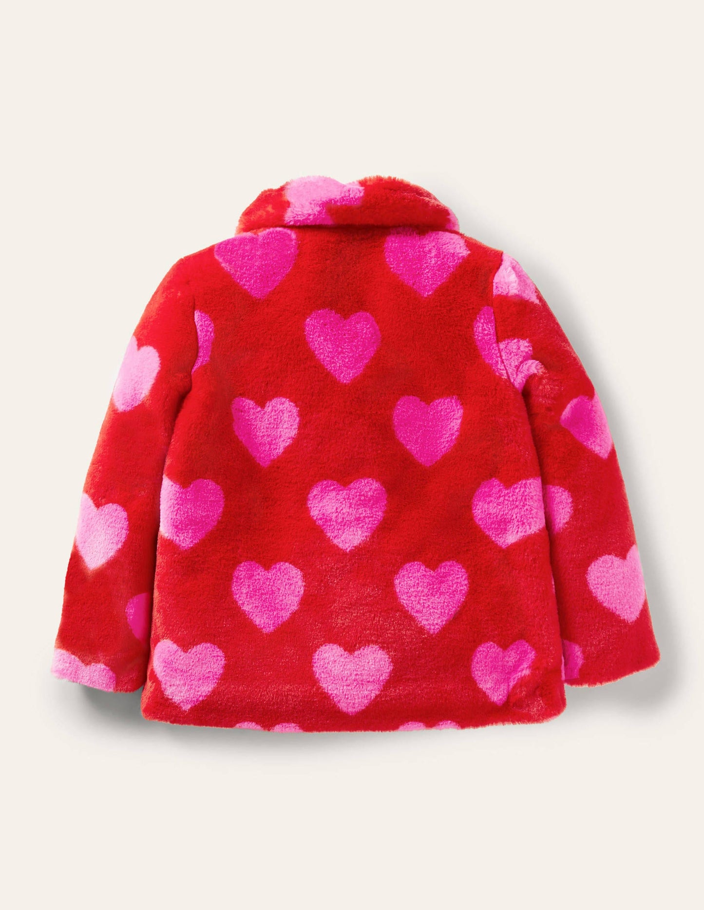 Faux Fur Coat-Rockabilly Red/Pink Hearts