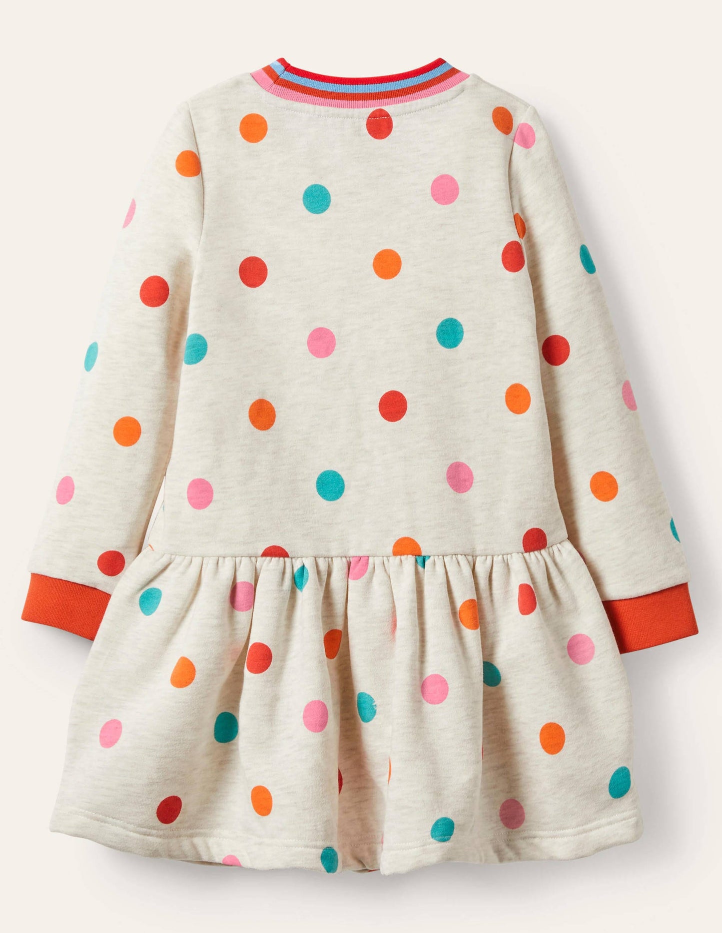 Cosy Printed Sweatshirt Dress-Oatmeal Multi Spot