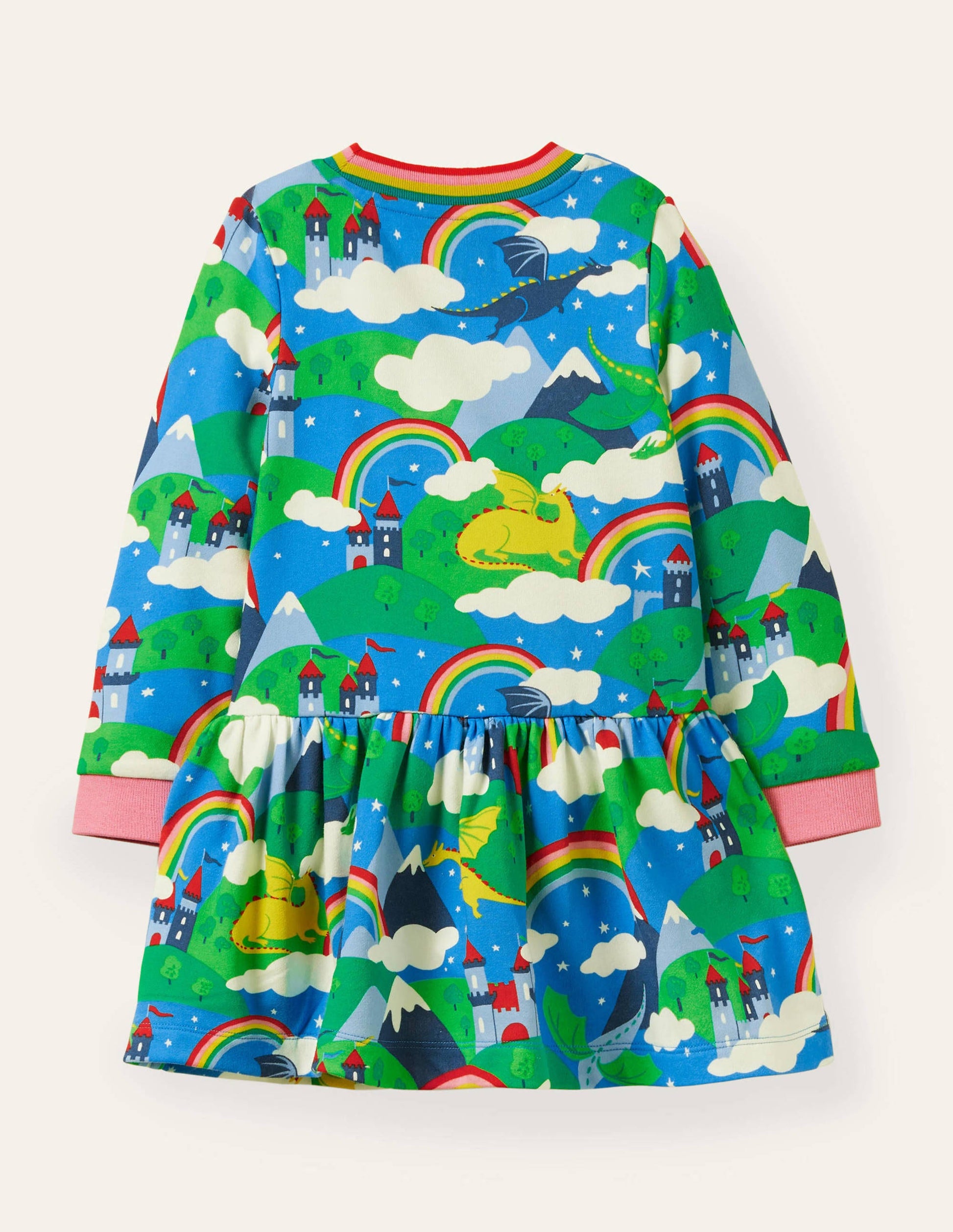 Cosy Printed Sweatshirt Dress-Multi Dragon Sky-2