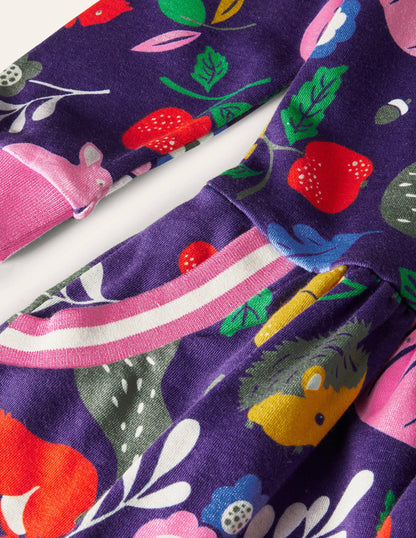 Cosy Printed Sweatshirt Dress-Starboard Blue Forest Friends-3