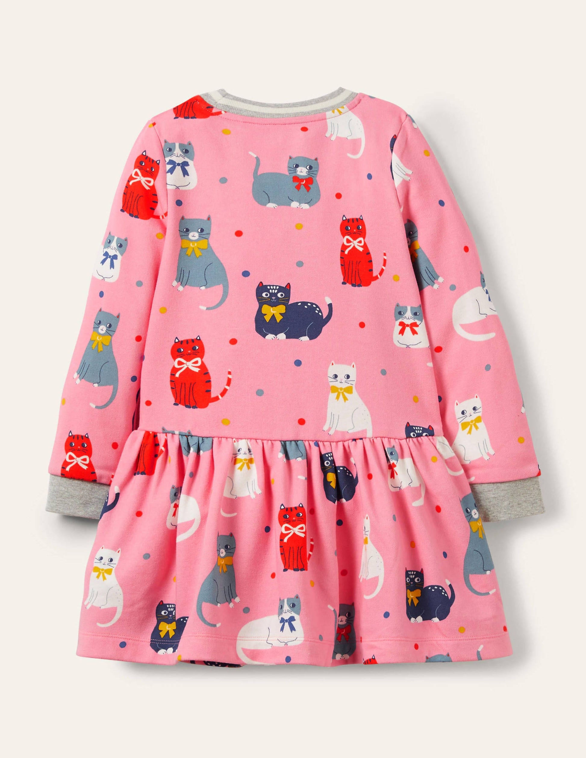 Cosy Printed Sweatshirt Dress-Formica Pink Curious Cats-2