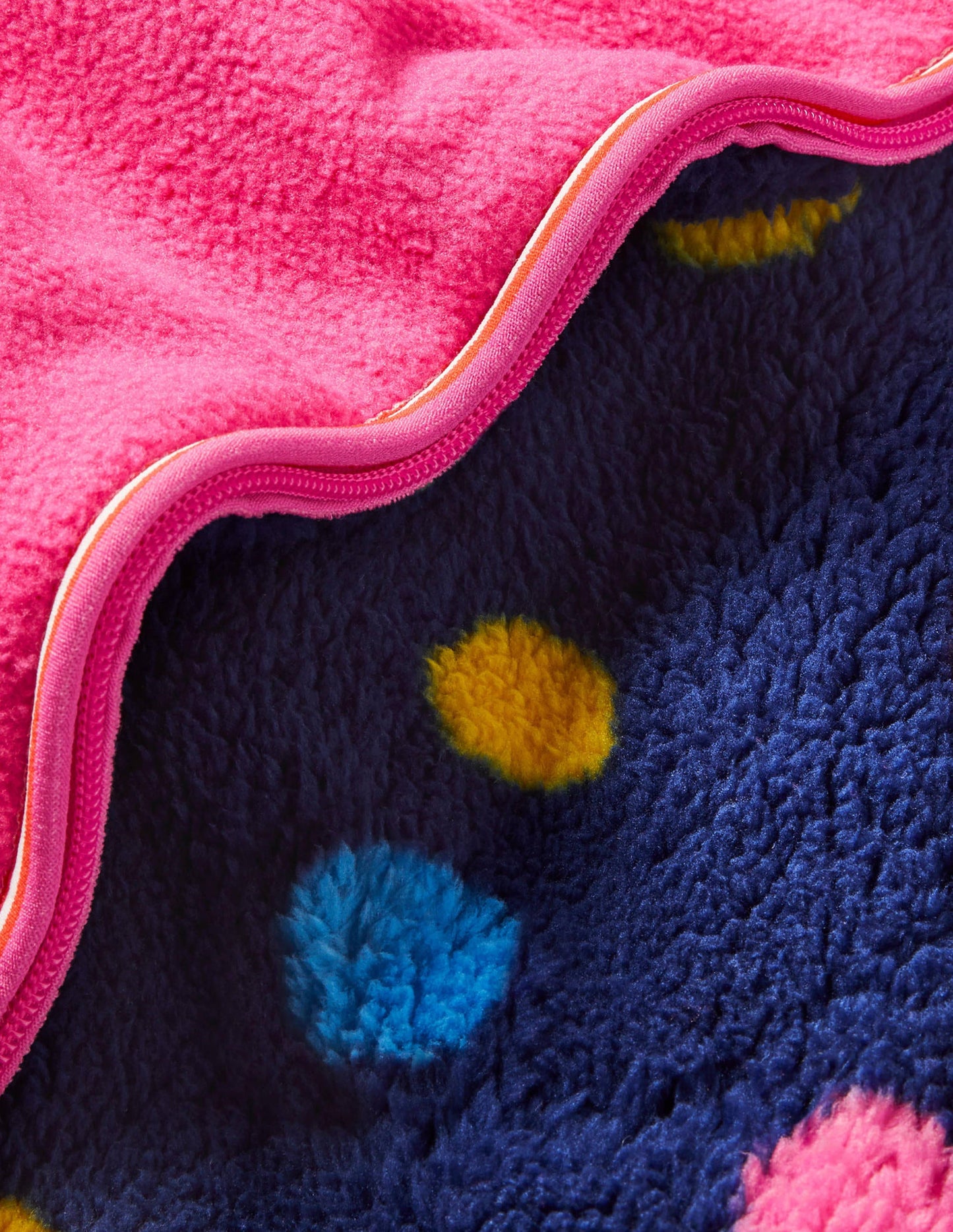 Cosy Reversible Fleece Hoodie-Starboard Blue Multi Spot