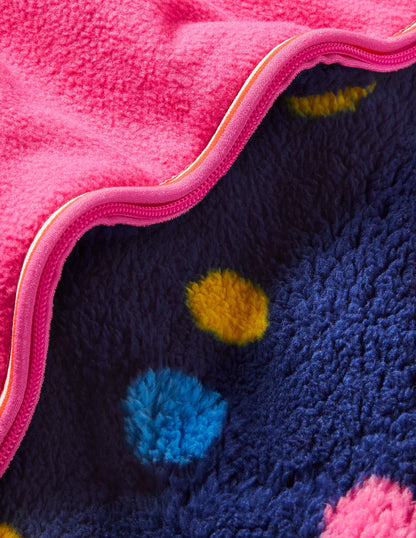 Cosy Reversible Fleece Hoodie-Starboard Blue Multi Spot-3