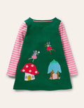 Appliqué Pocket Tunic-Forest Green Fairies