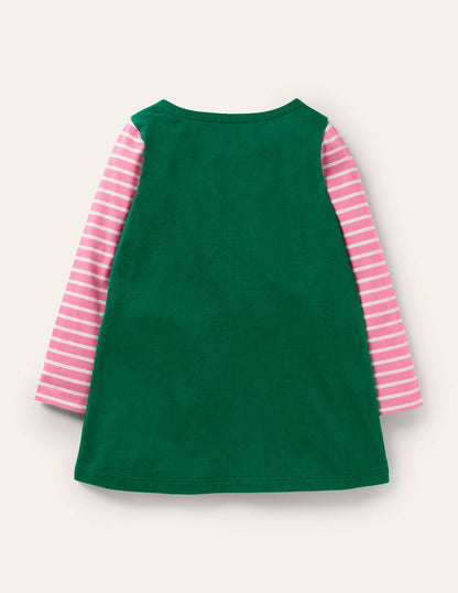 Appliqué Pocket Tunic-Forest Green Fairies-3