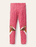 Fun Appliqué Leggings-Floral Ditsy Rose Deer
