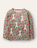 3D Flutter T-shirt-Multi Vintage Bloom Bunnies