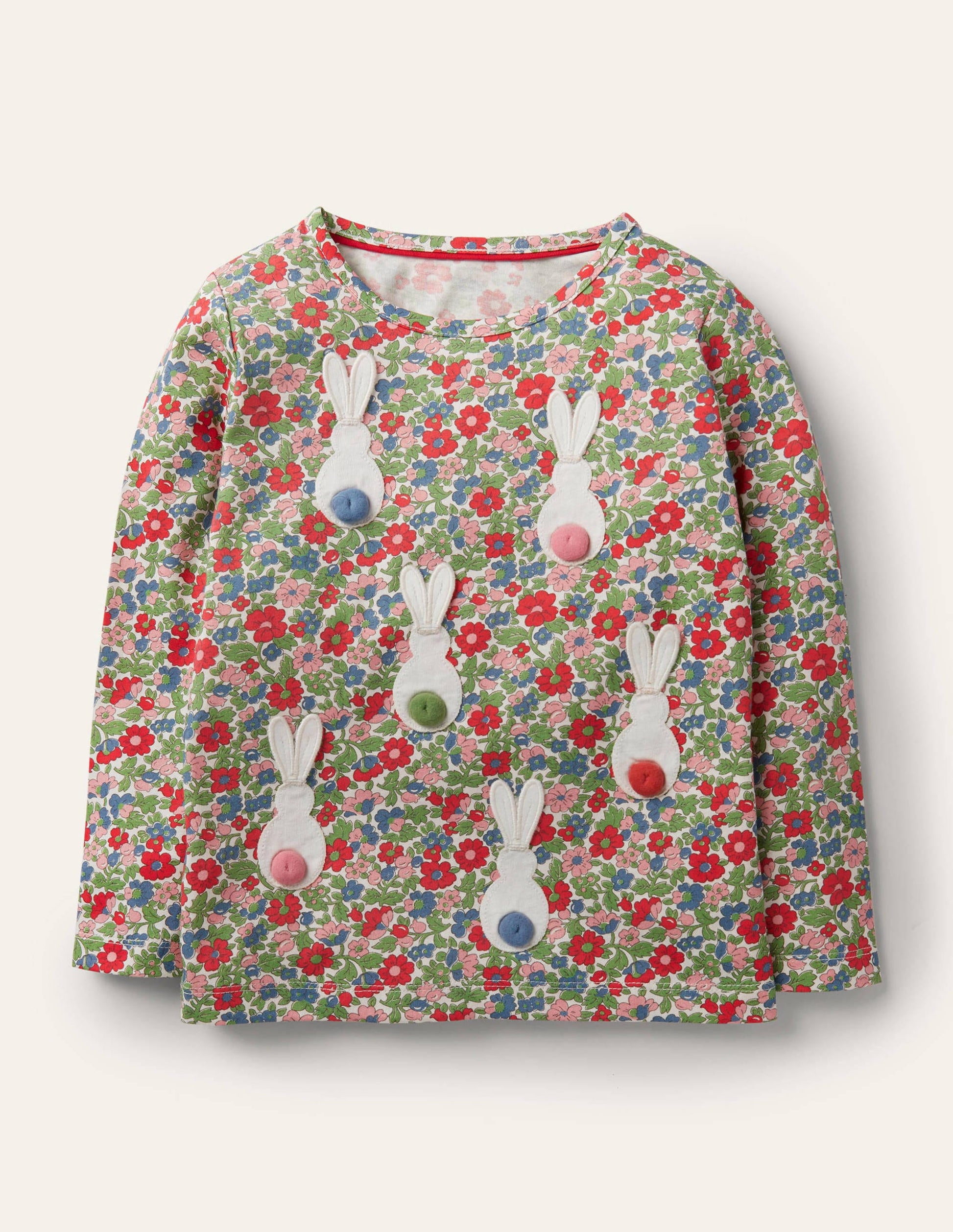 3D Flutter T-shirt-Multi Vintage Bloom Bunnies-1