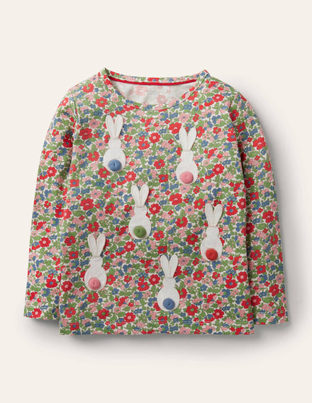 3D Flutter T-shirt-Multi Vintage Bloom Bunnies