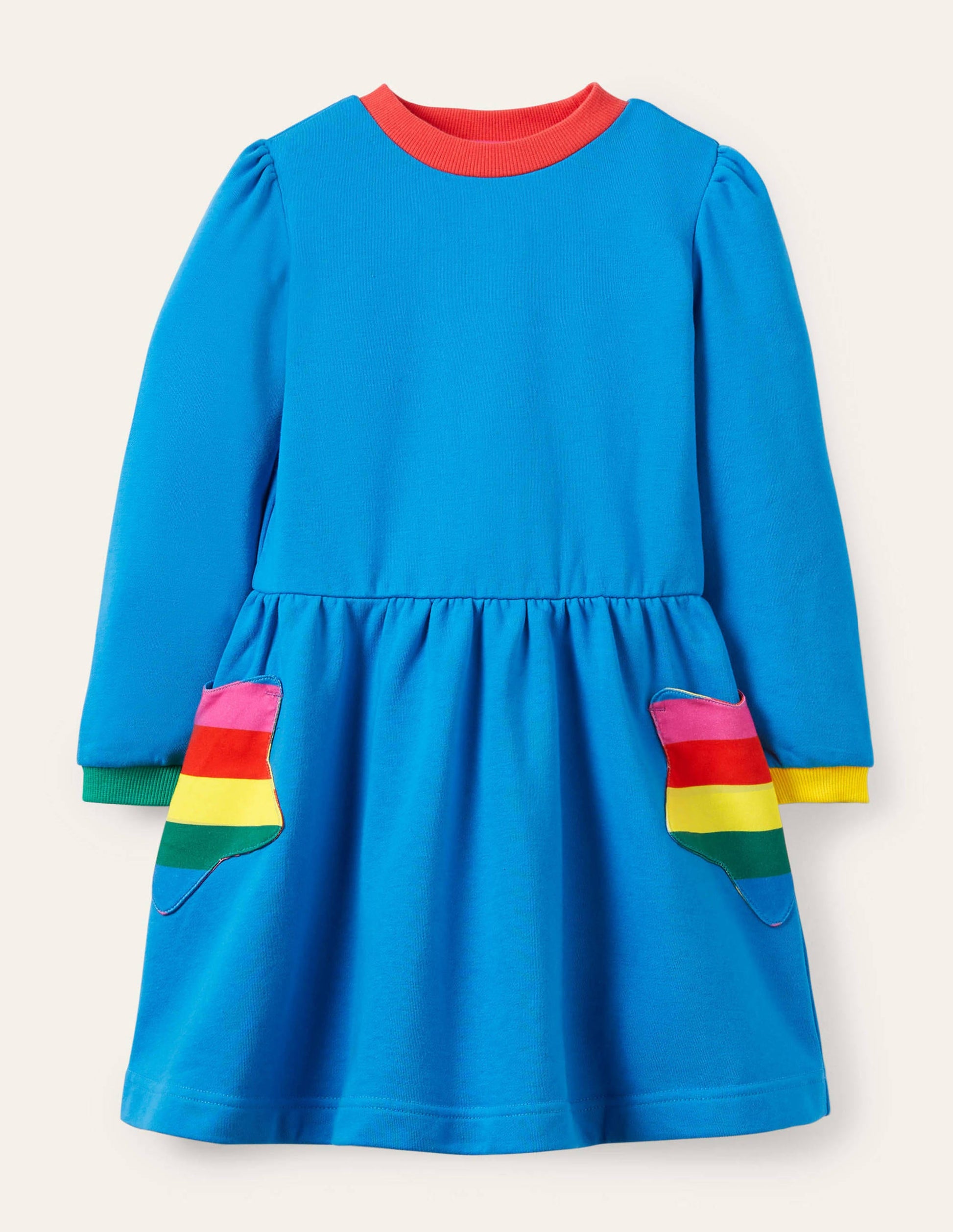 Appliqué Pocket Dress-Moroccan Blue Stars-2