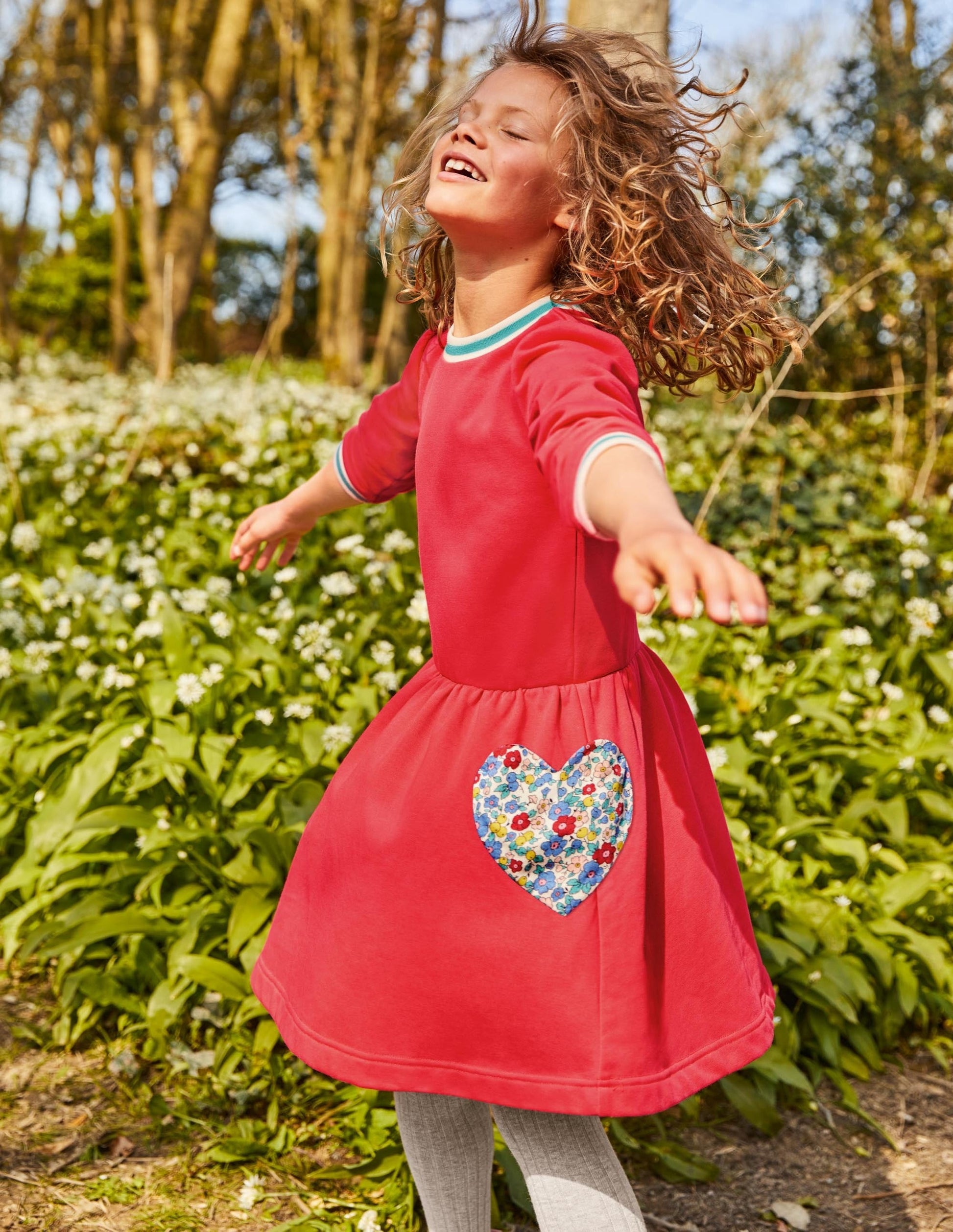 Appliqué Pocket Dress-Raspberry Pink Hearts-1