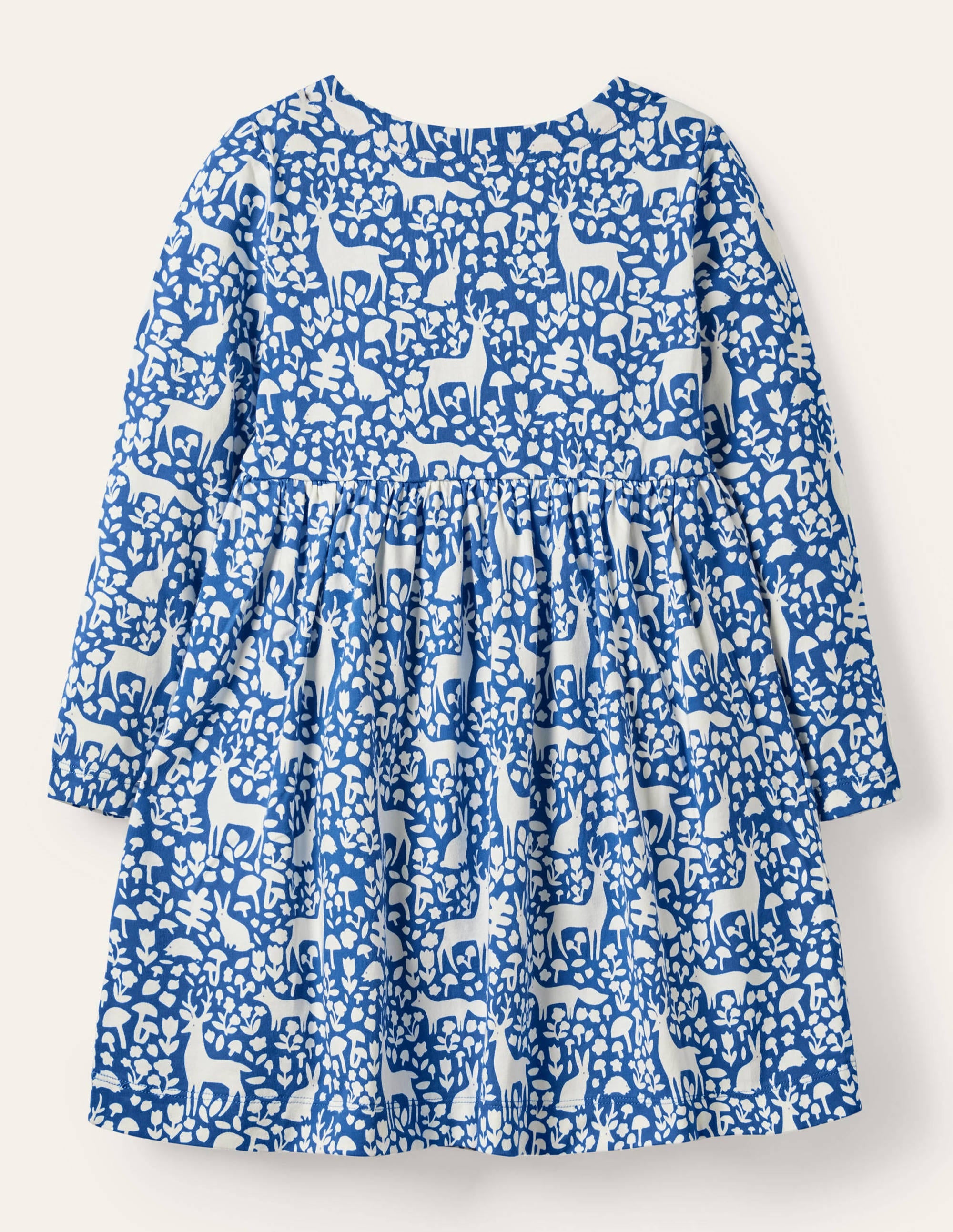 Long Sleeve Fun Jersey Dress-Elizabethan Blue Woodland - Image 2