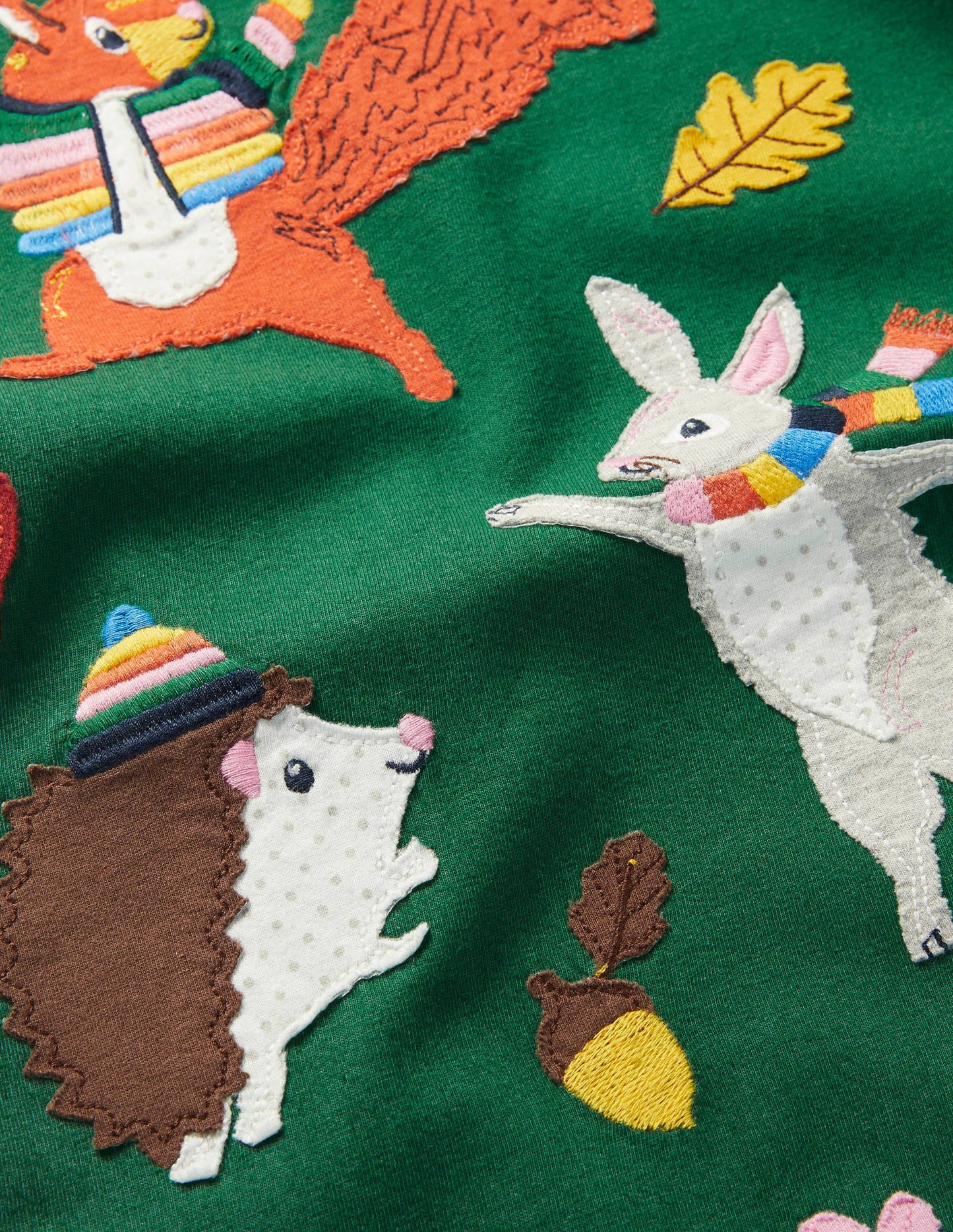Big Appliqué Jersey Dress-Forest Green Animals