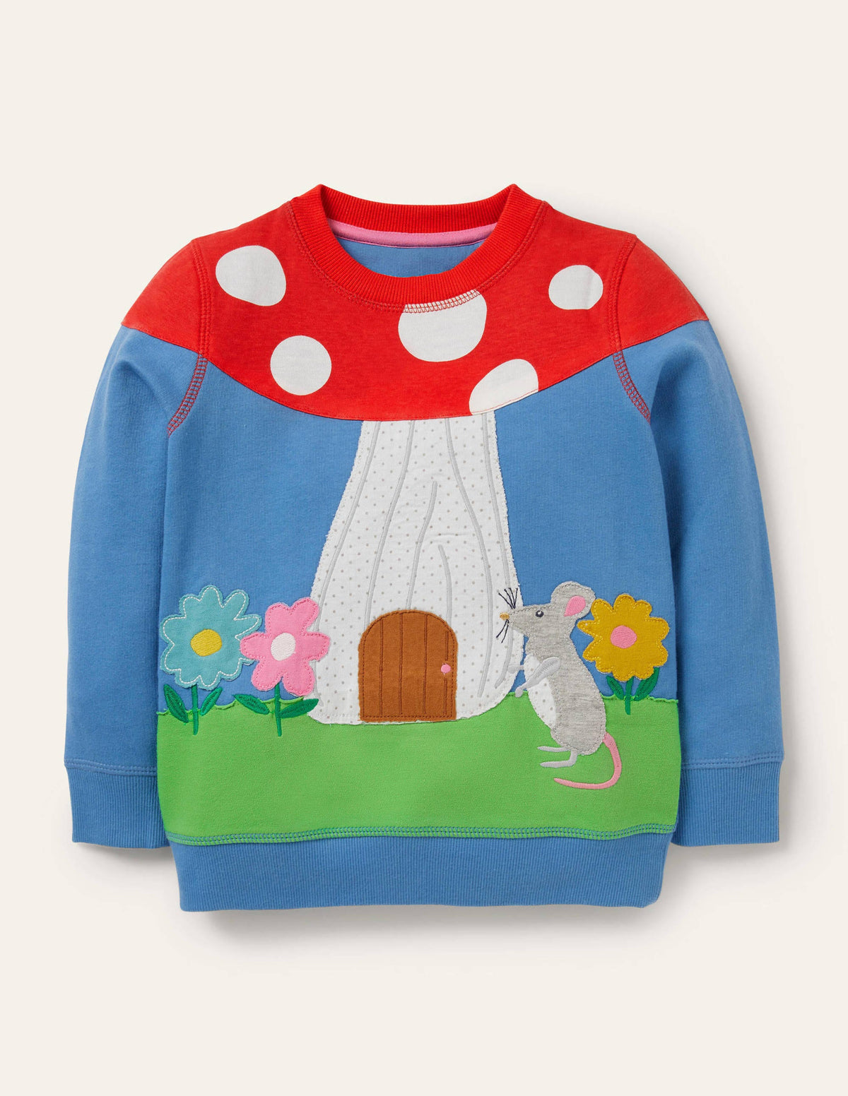 Cosy Appliqué Sweatshirt-Elizabethan Blue Toadstool - Image 1