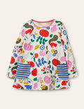 Printed Jersey Pocket Tunic-Ivory Forest Friends