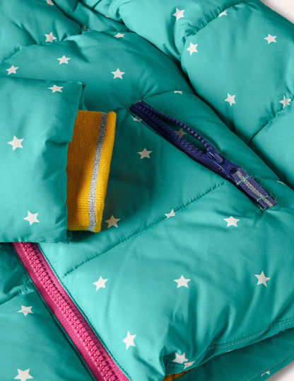 Cosy 2 in 1 Padded Jacket-Brook Blue Confetti Star-3